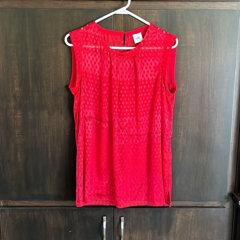 CAbi Patterned Red Scarlet Blouse Small #3130 - Picture 2 of 5